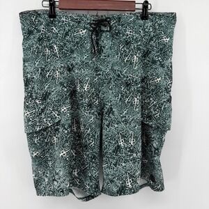 Red Dragon Board Shorts Mens 36 Green Hardware Graphic Print Cargo Thirty Six